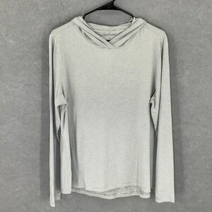 San Soleil‎ Womens Gray Striped UV 50+ Cooling Hoodie Sz L Golf Outdoors